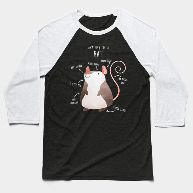 Anatomy of a Rat Baseball T-Shirt by Psitta